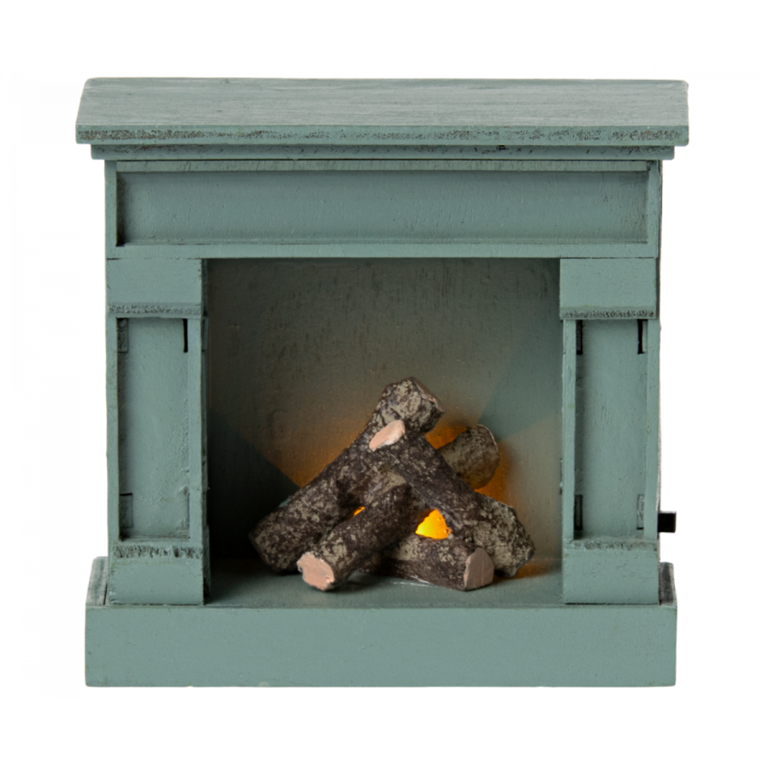 Maileg Miniature fireplace - Vintage Blue