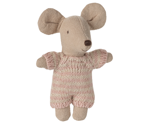 Maileg Baby mouse in carry cot - Rose (New 2025)