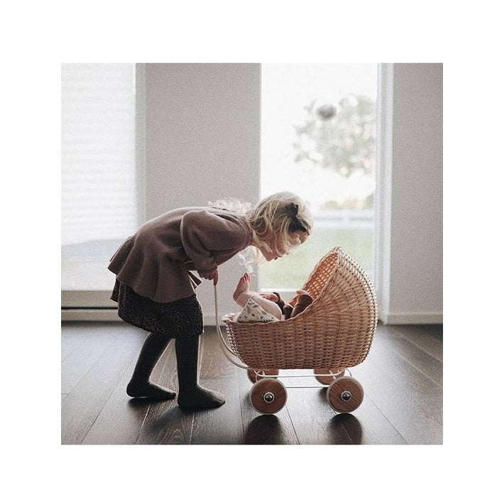 SmallStuff Wicker Stroller - Soft Yellow