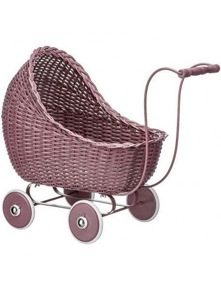 SmallStuff Wicker Stroller - Dark Rose