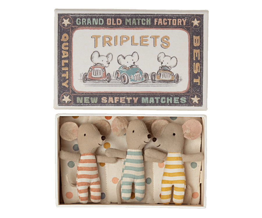 Maileg Baby Mice - Triplets in matchbox