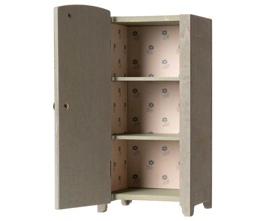 Maileg Vintage Closet with Shelves (Mini) - Mint/Grey