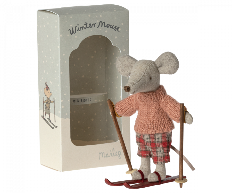 NEW Maileg Winter mouse with ski set- Big Sister