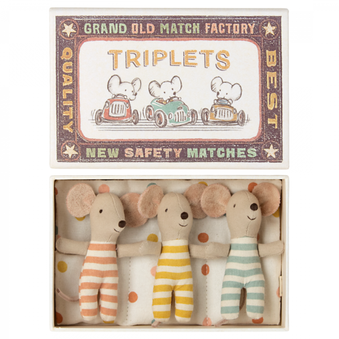 Maileg Baby Mice - Triplets in matchbox