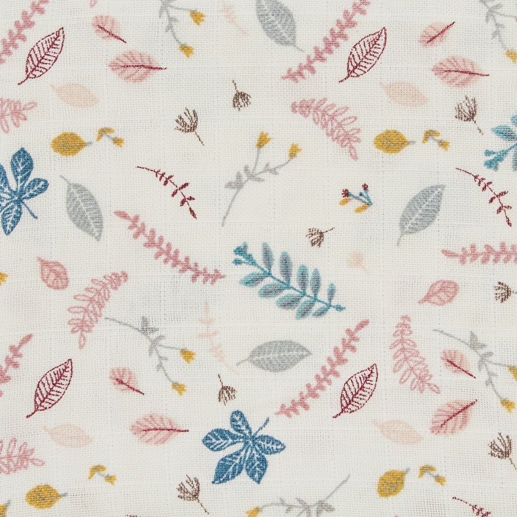 Muslin Cloth 3-pack - Mix Pressed Leaves Rose, Dusty Rose, Creme White