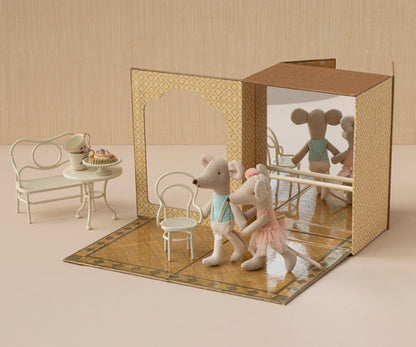 Maileg Ballet mice in dance studio- Little sister and brother