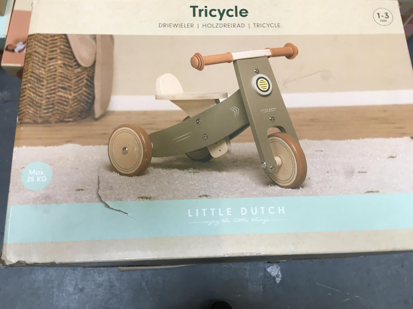 Little Dutch Wooden Tricycle - Olive (Minor Packaging Damage)