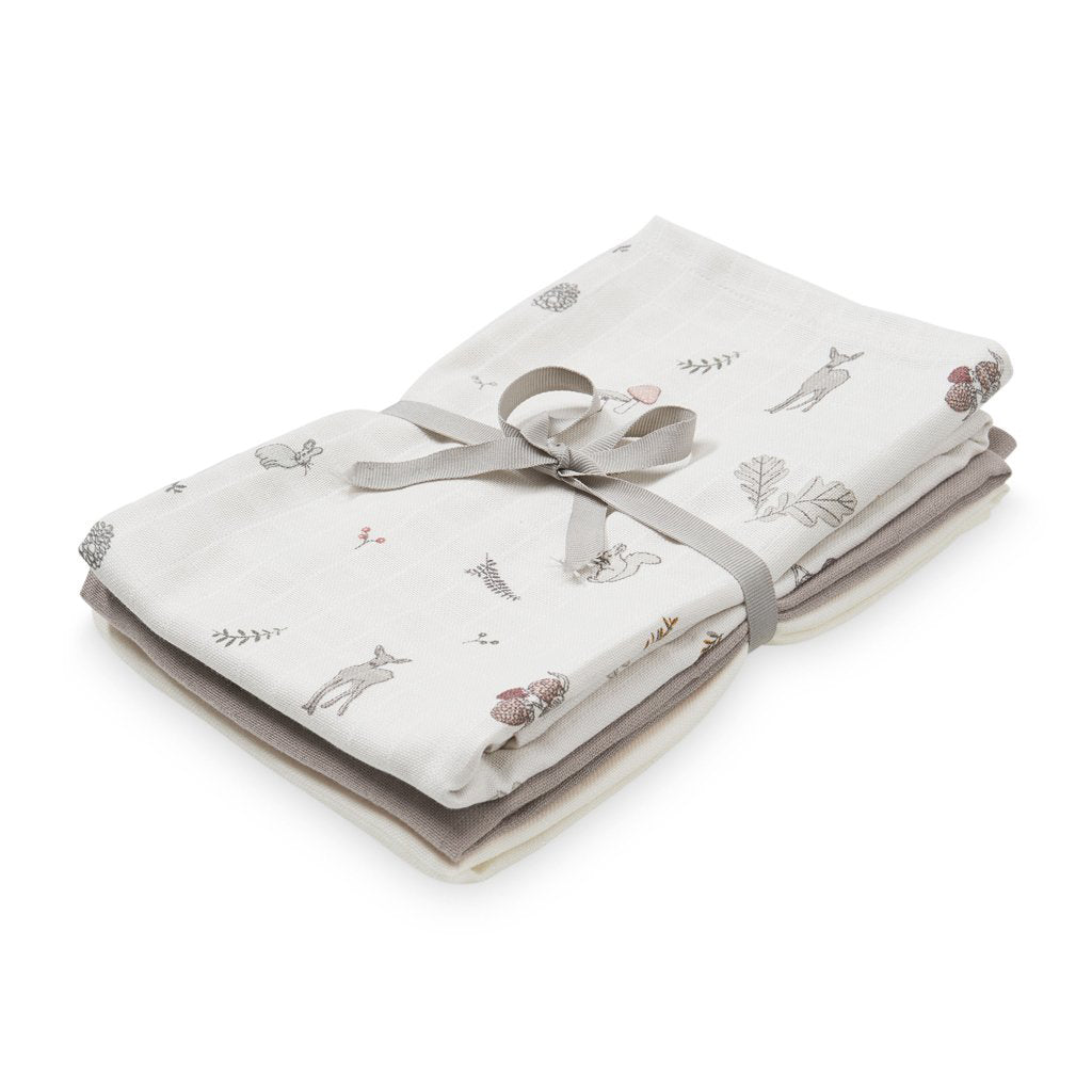 Muslin Cloth, Mix 3 pack - Mix Fawn, Hazel &amp; Creme White