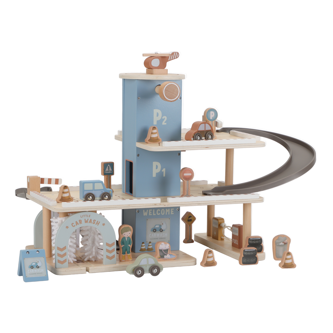 Little Dutch Wooden Toy Garage- Blue