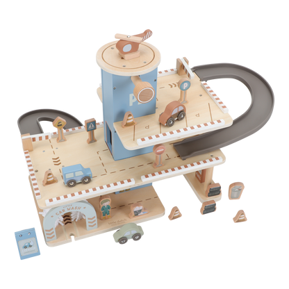 Little Dutch Wooden Toy Garage- Blue