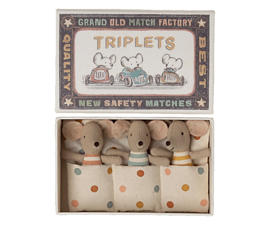 Maileg Baby Mice - Triplets in matchbox