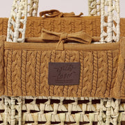 Natural Organic Knitted Moses Basket & Mattress - Honey