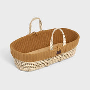 Natural Organic Knitted Moses Basket & Mattress - Honey