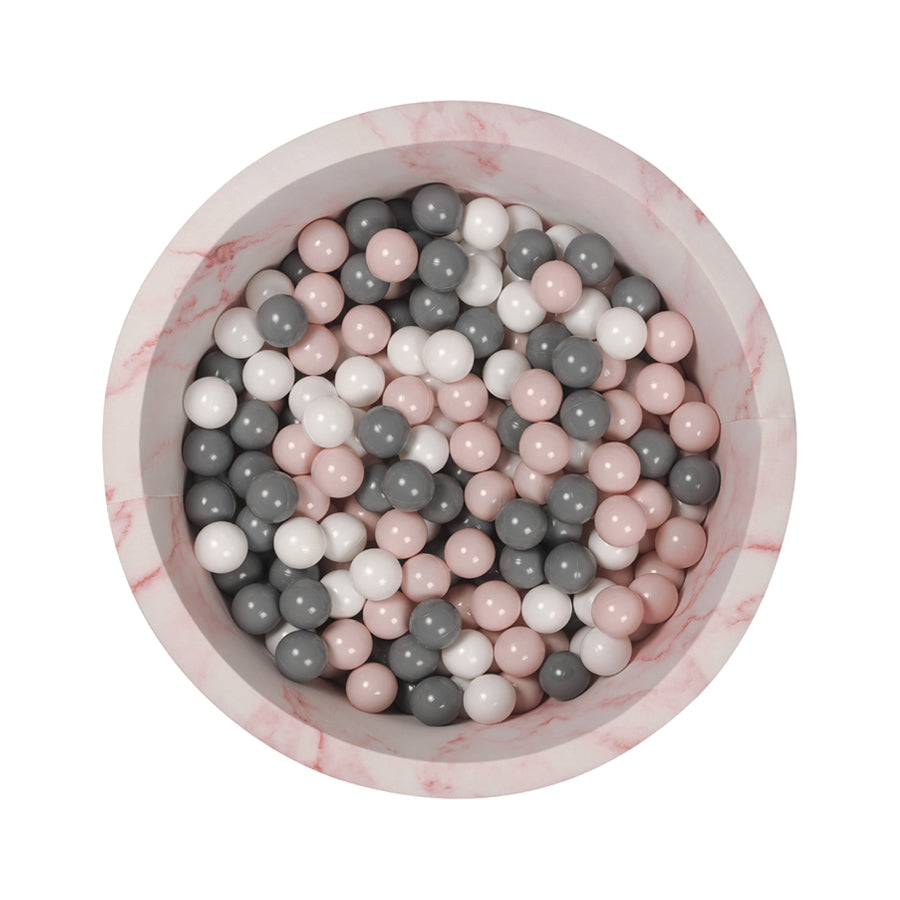 Larisa &amp; Pumpkin Pink Marble Ball Pit - Powder/Grey/White Balls