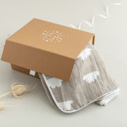 Grey Cloud Towel and Bib Newborn Gift Set (and newborn card)