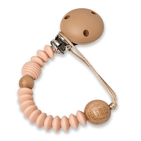 Soother Clip - Peach (premium- with wax cord)