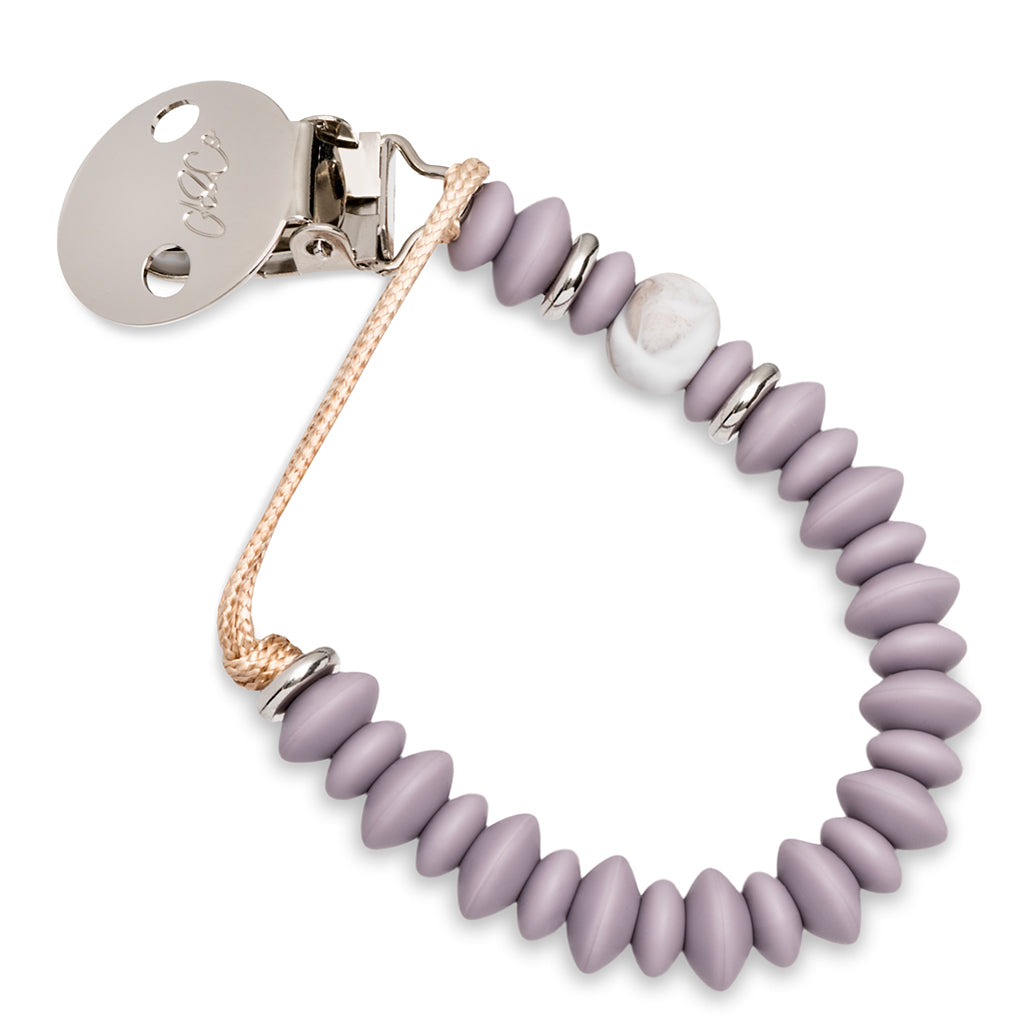 Soother Clip - Mulberry (premium- with wax cord)