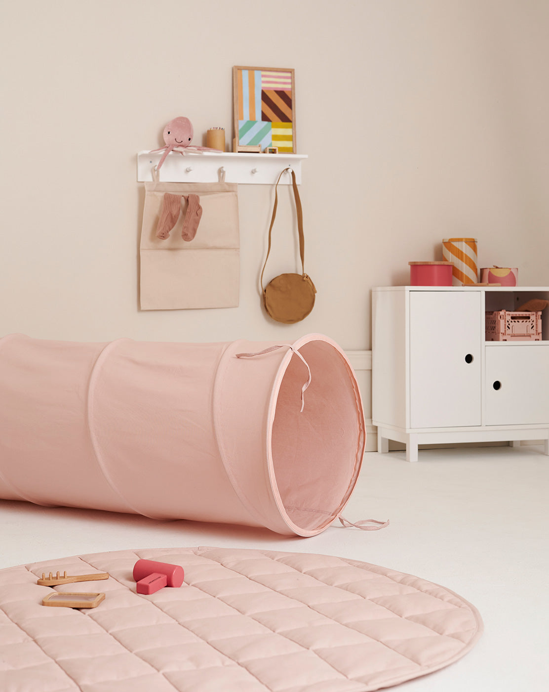 Kids Concept Premium Light Pink Canvas Tunnel (Cotton)