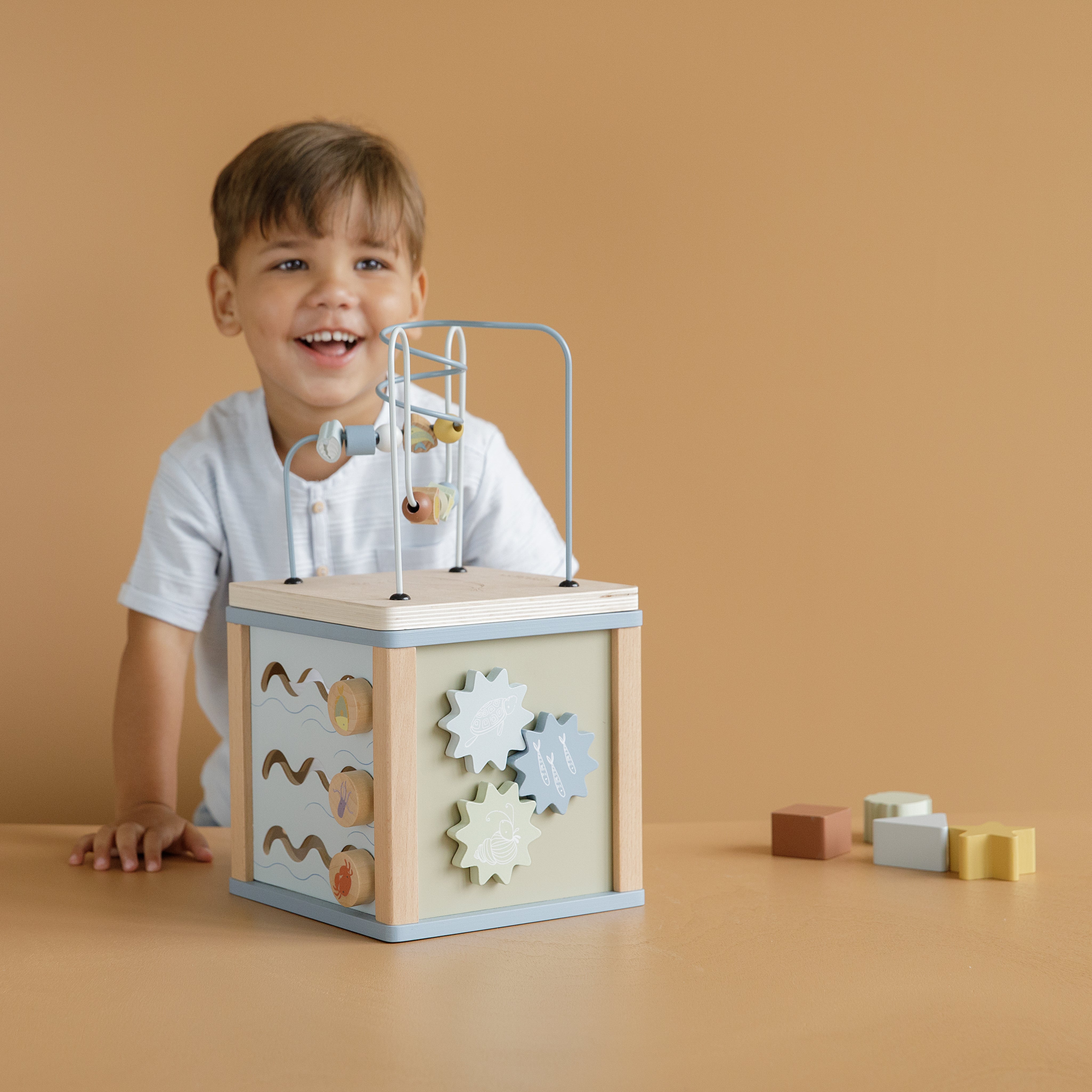 Little Dutch Wooden Activity Cube - Ocean Blue | Natural Baby Shower