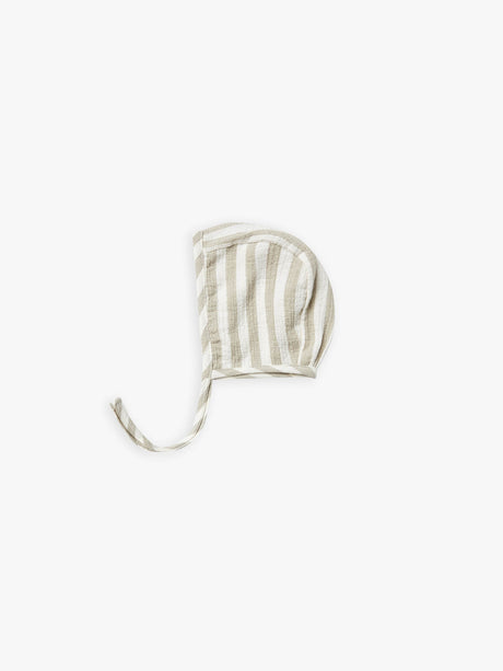 Woven Baby Bonnet - Sage Stripe