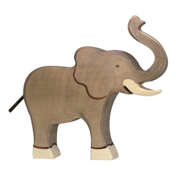 Wooden Elephant Trunk Raised (Small)