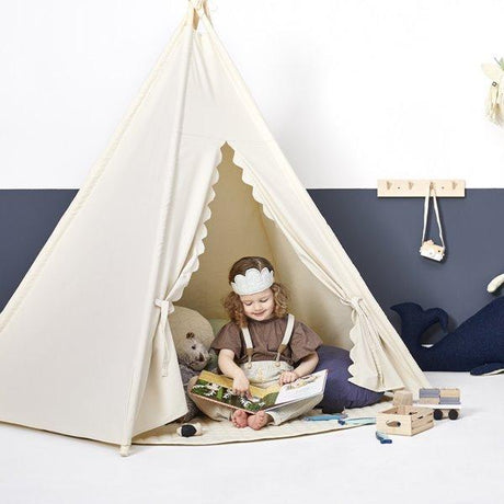 Little Green Sheep Teepee - Linen with scallop edge