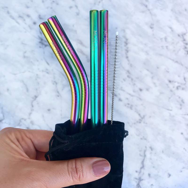 Montii Co.Rainbow Stainless Steel Straws- 4 pack + Straw brush