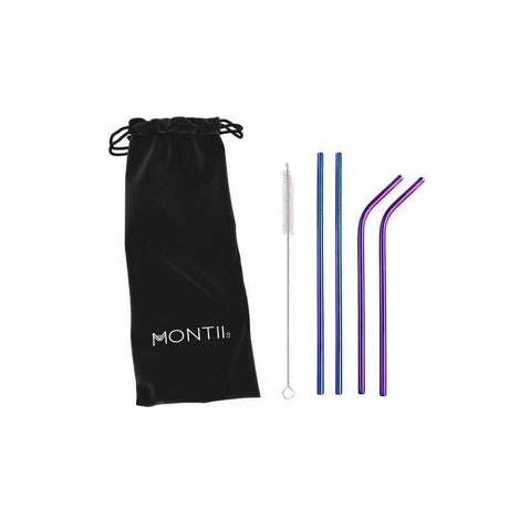 Montii Co.Rainbow Stainless Steel Straws- 4 pack + Straw brush