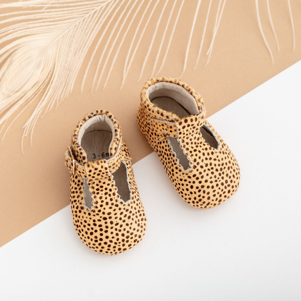 Leopard Suede Tbars – Soft Sole
