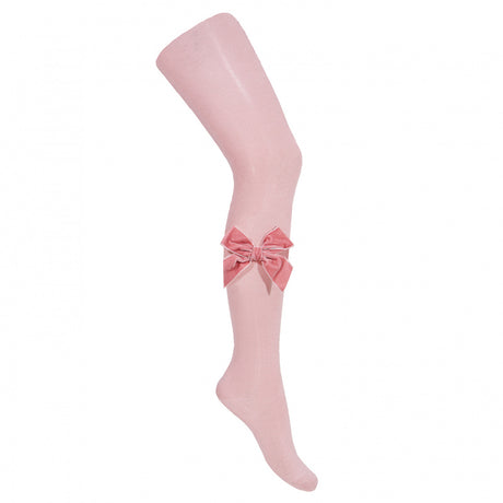 Condor Side Velvet Bow Cotton Tights - Rosa (Pink)