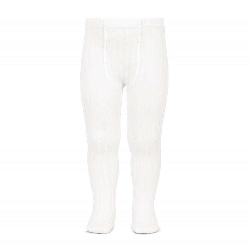 Wide-rib basic tights WHITE (3-4 YRS Left)