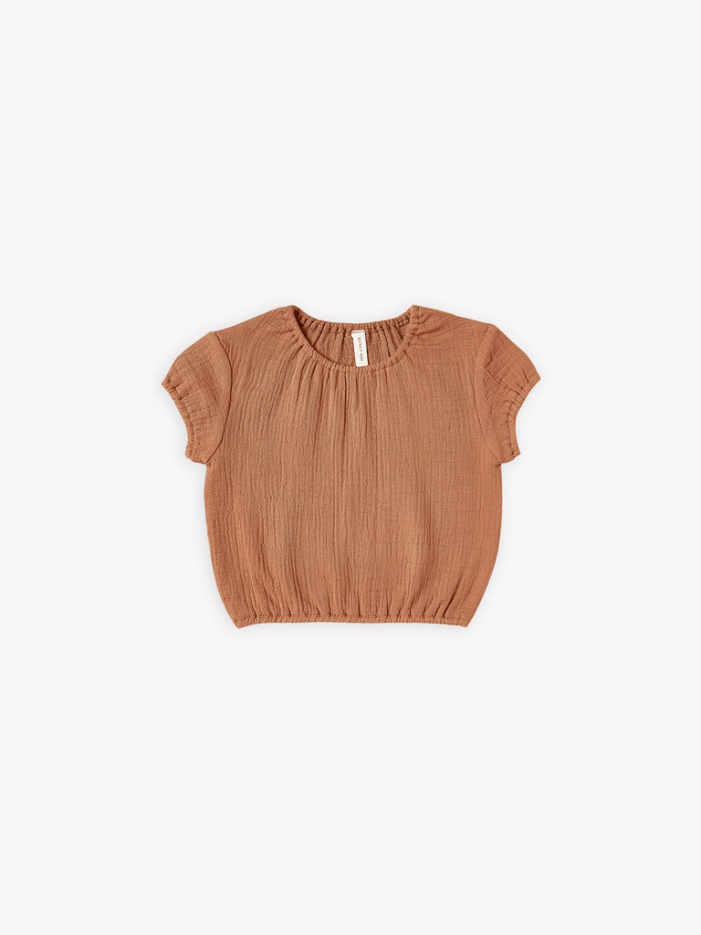 Cinched Woven Tee - Rust (3-6m, 12-18m and 18-24m left)